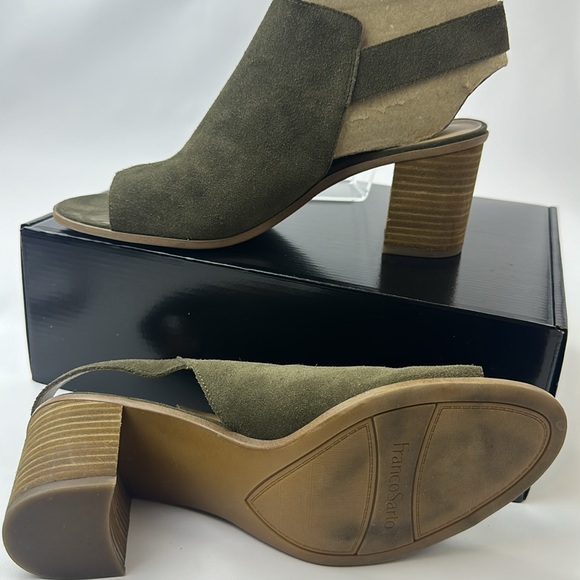 Franco Sarto Suede Olive Green Slides with hook & loop Strap. Size 8. - Picture 2 of 9
